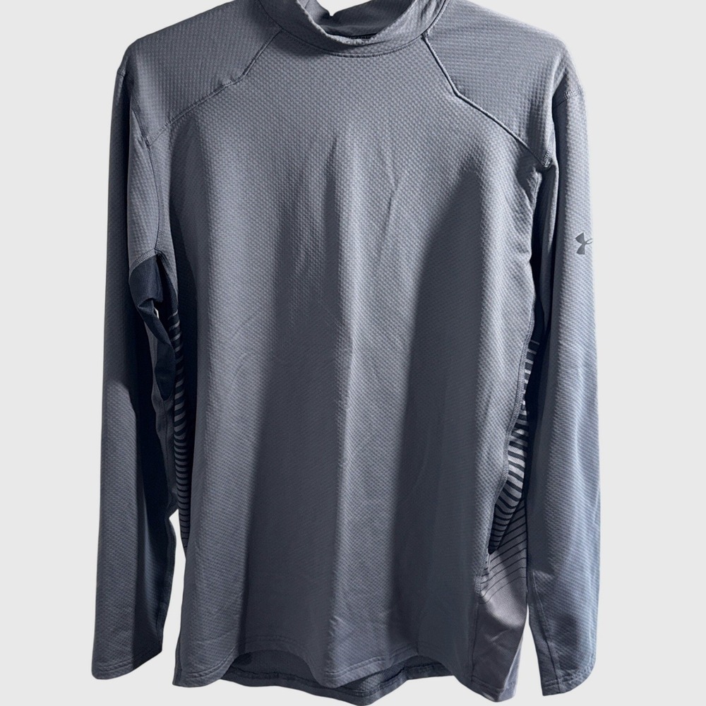 Under Armour ColdGear Reactor Mens Large Gray Fitted Mock Neck Long Sleeve Shirt